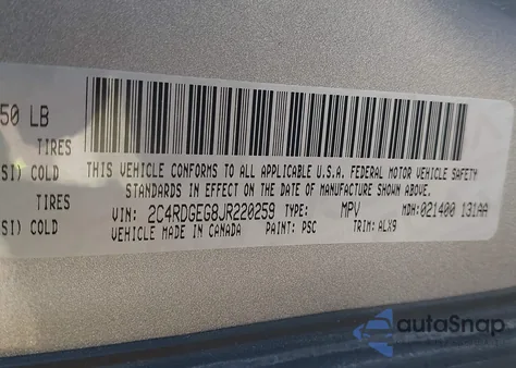2018 Dodge Grand Caravan Gt from USA, damaged, VIN 2C4RDGEG8JR220259